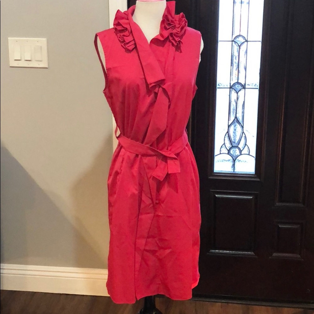 Elie Tahari hoy pink ruffle dress